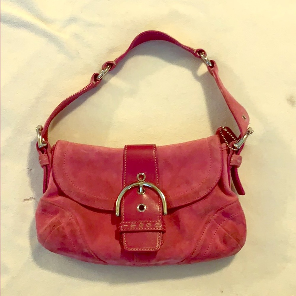 Pink suede Coach purse